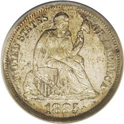 	1885-S 10C --Environmental Damage--NCS. AU Details. Bri 1885-S