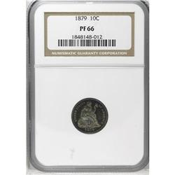 	1879 10C PR66 NGC. Lavender, cobalt-blue, and light go 1879