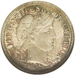 	1897-O 10C MS64 NGC. An impressive near-Gem example of 1897-O