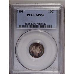 	1898 10C MS66 PCGS. The base of the 18 in the date is 1898