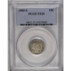 	1903-S 10C VF25 PCGS. A full LIBERTY resides on this m 1903-S