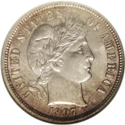 	1907-D 10C MS65 NGC. In spite of a mintage in excess o 1907-D