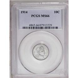 	1914 10C MS66 PCGS. A fully brilliant, lustrous, and w 1914