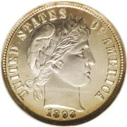 	1893 10C PR68 S Cameo NGC. The portrait displays exce 1893