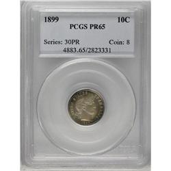 	1899 10C PR65 PCGS. The light coating of golden-orange 1899