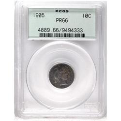	1905 10C PR66 PCGS. The 05 in the date is boldly repun 1905