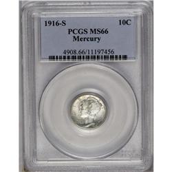 	1916-S 10C MS66 PCGS. Whispers of olive-green color ar 1916-S