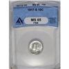 	1917-S 10C MS65 Full Bands ANACS. A thin veneer of cha 1917-S