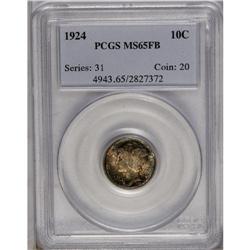 	1924 10C MS65 Full Bands PCGS. Multicolored toning is 1924