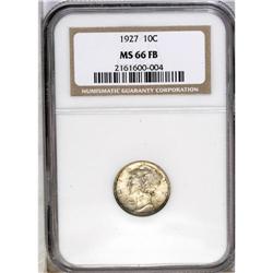 	1927 10C MS66 Full Bands NGC. Streaks of olive-tan col 1927
