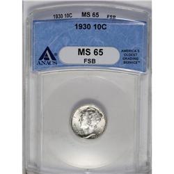 	1930 10C MS65 Full Bands ANACS. Whispers of tan-gold c 1930