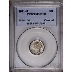	1931-D 10C MS66 Full Bands PCGS. Pastel pearl-gray and 1931-D