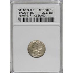 	1942/1 10C --Cleaned--ANACS. VF Details, Net VG10. FS-0 1942/1