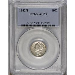 	1942/1 10C AU55 PCGS. FS-010.7. Substantial emerges wh 1942/1
