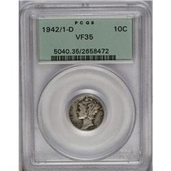 	1942/1-D 10C VF35 PCGS. Mostly silver-gray with russet 1942/1-D