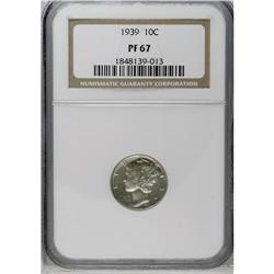	1939 10C PR67 NGC. Bright surfaces show light streaks 1939