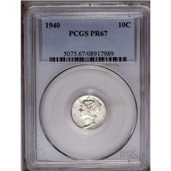 	1940 10C PR67 PCGS. Bright proof surfaces reveal whisp 1940