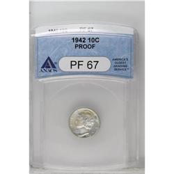 	1942 10C PR67 ANACS. Pastel silver-gray and beige-oran 1942