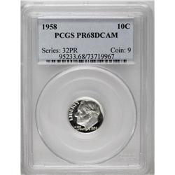 	1958 10C PR68 Deep Cameo PCGS. This brilliant and exac 1958
