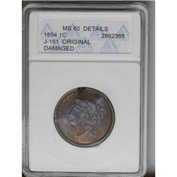 	1854 P1C One Cent, Judd-161 Original, Pollock-187, R.4 1854