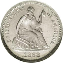 	1868 H10C Half Dime, Judd-639, Pollock-711, Low R.7, P 1868