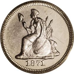 	1871 H10C Half Dime, Judd-1064, Pollock-1199, R.8, PR6 1871