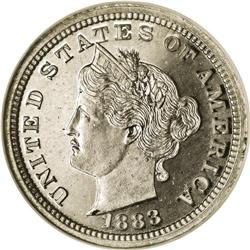 	1883 5C Liberty Head Five Cents, Judd-1711, Pollock-19 1883