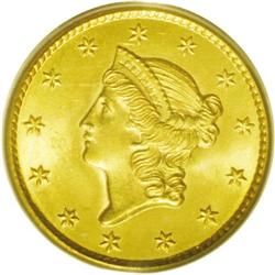 	1849 G$1 Closed Wreath MS64 PCGS. Large Head. This mag 1849