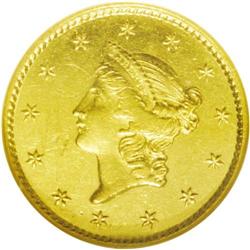 	1849-C G$1 Closed Wreath AU58 NGC. Variety 2-B. This s 1849-C