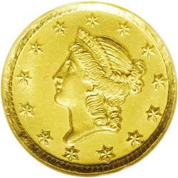 	1849-D G$1 MS62 NGC. Variety 1-A. Bright luster domina 1849-D