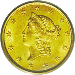 	1851-O G$1 MS63 PCGS. Rich orange-gold toning is preva 1851-O