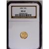 Image 1 : 	1852 G$1 MS62 NGC. Some light, old clash marks appear 1852