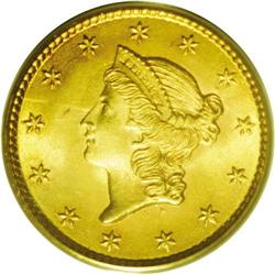 	1852 G$1 MS65 PCGS. More than two million coins were s 1852