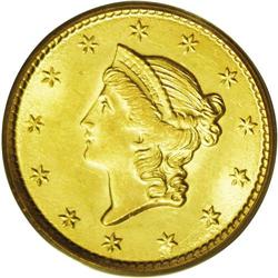 	1852-O G$1 MS63 PCGS. All examples of this conditional 1852-O