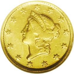 	1853-D G$1 AU58 NGC. Variety 5-G. The strike is sharp 1853-D