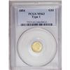 Image 1 : 	1854 G$1 Type One MS63 PCGS. A nice, even strike preva 1854