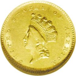 	1854 G$1 Type Two MS61 NGC. Sharply defined throughout 1854