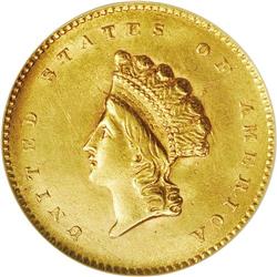 	1854 G$1 Type Two MS62 NGC. Breen-6037, "Extremely Rar 1854