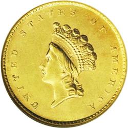 	1855 G$1 MS62 NGC. An attractive example of the covete 1855