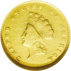 	1855-D G$1 --Altered Surfaces--ANACS. XF40 Details. Wit 1855-D