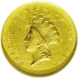 	1855-O G$1 AU55 NGC. Variegated orange-gold and lime-g 1855-O