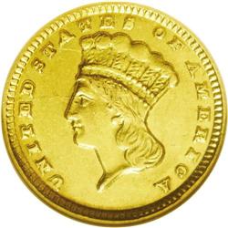 	1857-D G$1 --Damaged, Cleaned--ANACS. XF45 Details. Var 1857-D