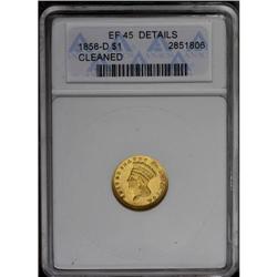 	1858-D G$1 --Cleaned--ANACS. XF45 Details. Variety 10-M 1858-D