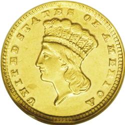 	1858-D G$1 AU55 NGC. Variety 10-M. A delightfully well 1858-D