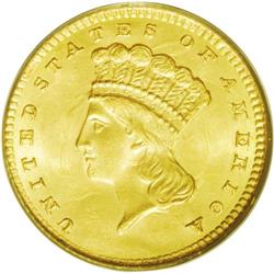 	1861 G$1 MS65 PCGS. An impressive Gem, not only for it 1861