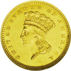 	1863 G$1 --Damaged--ANACS. MS60 Details. Only 6,200 bus 1863