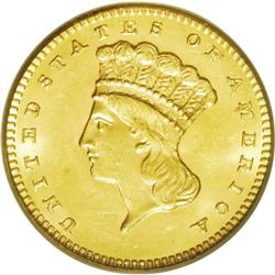 	1868 G$1 MS64 PCGS. A sharply struck and satiny gold d 1868