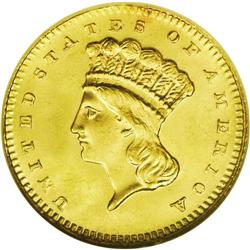 	1879 G$1 MS66 NGC. Light, old clash marks are visible 1879