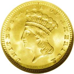 	1889 G$1 MS67 NGC. Survivors of this issue, the last g 1889