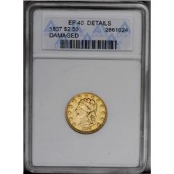 	1837 $2 1/2 --Damaged--ANACS. XF40 Details. McCloskey-B 1837